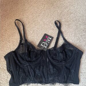 Elegant Black Lace Longline Bra